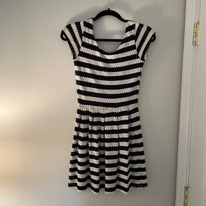 Blue and White Eyelet Striped Aqua Dress